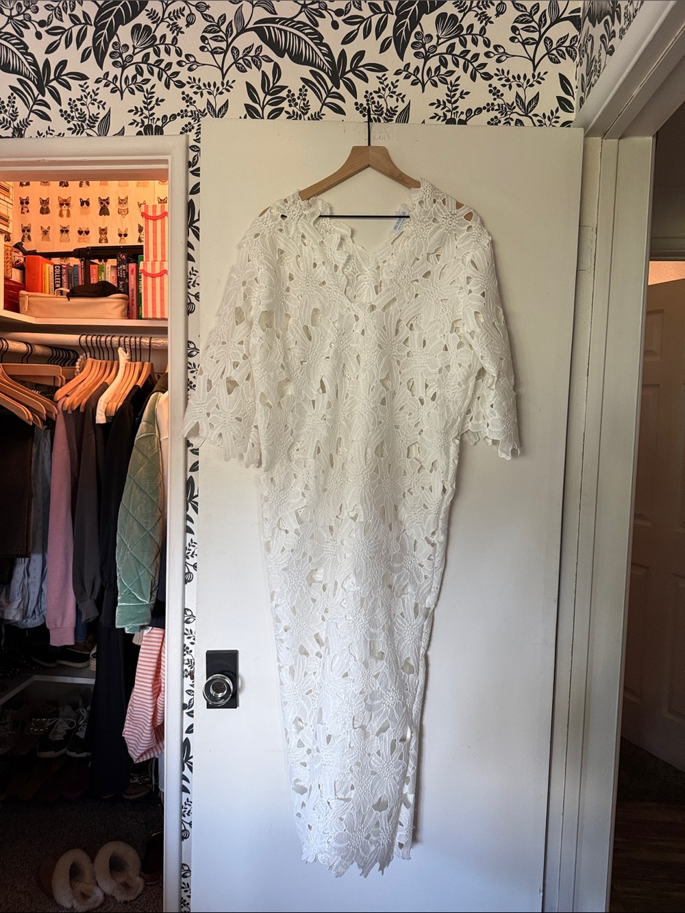 White Crochet Lace Maxi Dress - Elegant Women's Dress